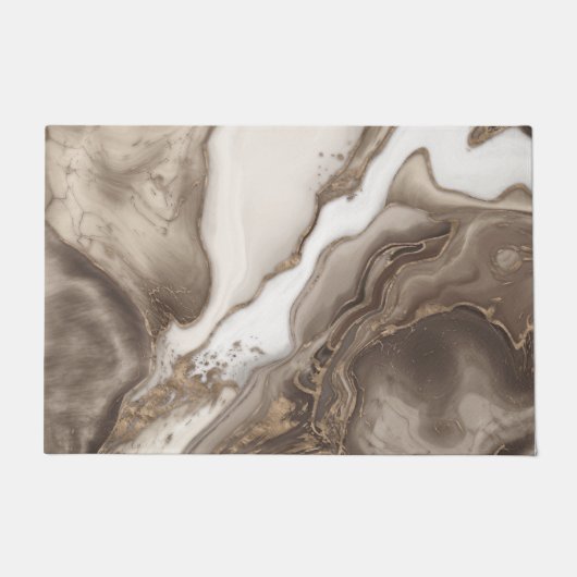Taupe marble and gold abstract ドアマット (正面)