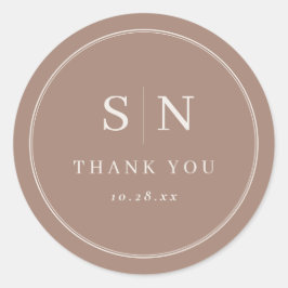 Taupe Minimal and Chic | Wedding Initial ラウンドシール