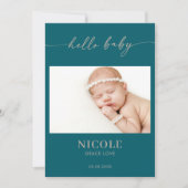 Taupe Minimal Hello Baby Photo Announcement Card 招待状 (正面)