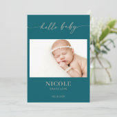 Taupe Minimal Hello Baby Photo Announcement Card 招待状 (スタンド正面)