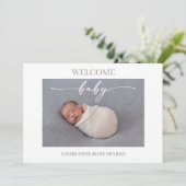 Taupe Minimal Welcome Baby Photo Announcement Card 招待状 (スタンド正面)