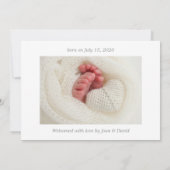 Taupe Minimal Welcome Baby Photo Announcement Card 招待状 (裏面)