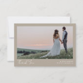Taupe Minimalist 2写真書道結婚の サンキューカード (正面)