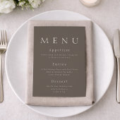 Taupe Minimalist Wedding Menu Card 招待状