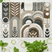 Taupe Mocha抽象芸術グレンアークパターンペンギン キッチンタオル (折り畳み)