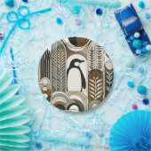 Taupe Mocha抽象芸術グレンアークパターンペンギン ペーパープレート (パーティー)