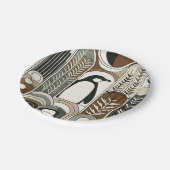 Taupe Mocha抽象芸術グレンアークパターンペンギン ペーパープレート (アングル)