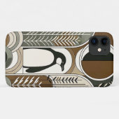 Taupe Mocha抽象芸術グレンアークパターンペンギン Case-Mate iPhoneケース (裏面(横))