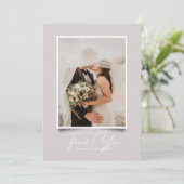 Taupe Modern Photo Frame Wedding Thank You card 招待状 (スタンド正面)