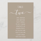 Taupe Modern White Script Brown Seating Chart Card (裏面)