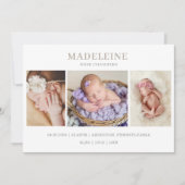 Taupe Muted Gray Photo Baby Announcement Card 招待状 (正面)