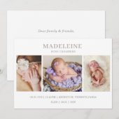 Taupe Muted Gray Photo Baby Announcement Card 招待状 (正面/裏面)