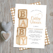 Taupe Neutral Baby Blocks Cottage Baby Shower 