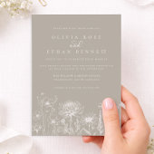 Taupe Neutral Wildflower Wedding Invitation 招待状