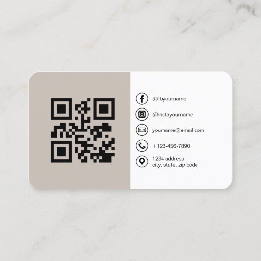 Taupe Photo QR Code 名刺 (裏面)