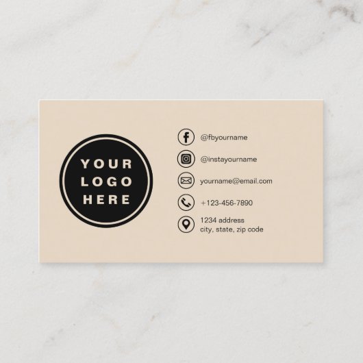 Taupe Photo with QR Code Social Media 名刺 (裏面)