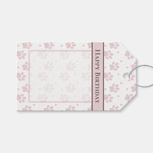Taupe & Pink Paw Print - Dog Lover ギフトタグ (正面(横))