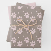 Taupe & Pink Paw Print – Dog Lover ラッピングペーパーシート (インサイチュ)