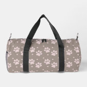 Taupe & Pink Paw Print Duffel Bag – Personalized ダッフルバッグ (裏面)