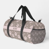 Taupe & Pink Paw Print Duffel Bag – Personalized ダッフルバッグ (右コーナー)