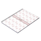 Taupe & Pink Paw Print Spiral Notebook ノートブック (左側)