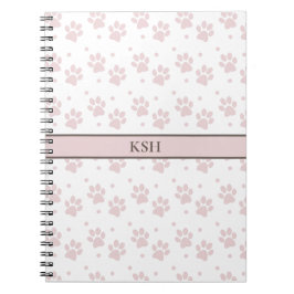Taupe & Pink Paw Print Spiral Notebook ノートブック