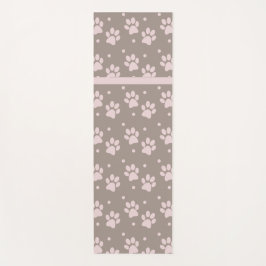 Taupe & Pink Paw Print Yoga Mat – Stylish Neutral  ヨガマット
