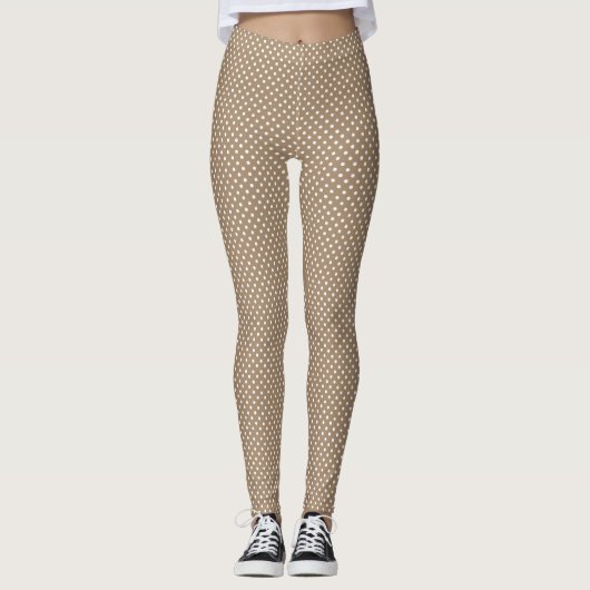 Taupe Polka Dot Leggings for Any Occasion レギンス (正面)