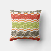 Taupe、Red、Green、OrangeペイズリーChevron クッション (裏面)