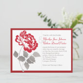Taupe, Red Peony on White結婚式招待状 招待状 (スタンド正面)