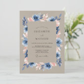 Taupe Refined Anemone Wedding 招待状 (スタンド正面)