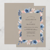 Taupe Refined Anemone Wedding 招待状 (正面/裏面)