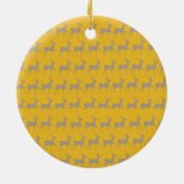 🦌 Taupe Reindeer Pattern Round Christmas Ornament セラミックオーナメント (裏面)