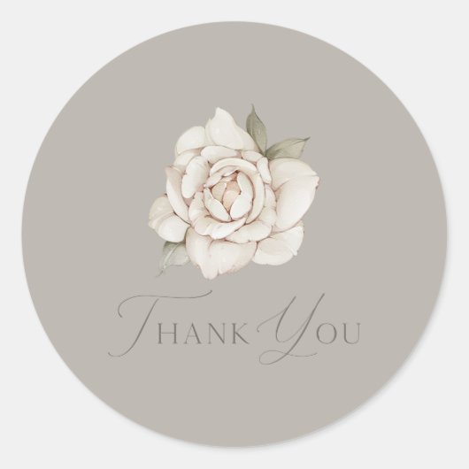 Taupe Rose “Thank You” Wedding ラウンドシール (正面)