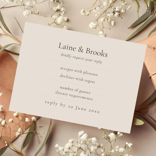 Taupe RSVP Card | Minimal Elegant Wedding Response