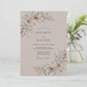 Taupe Rustic Floral Romance Wedding 招待状 (スタンド正面)