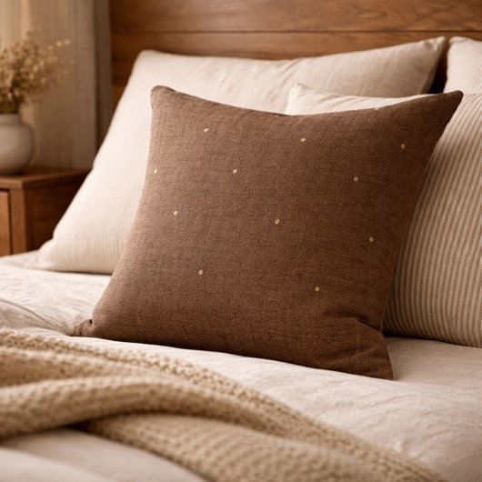 Taupe Rustic Hearth Throw Pillow クッション