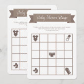 Taupe Sand Baby Shower Bingo Game両面 招待状 (正面/裏面)