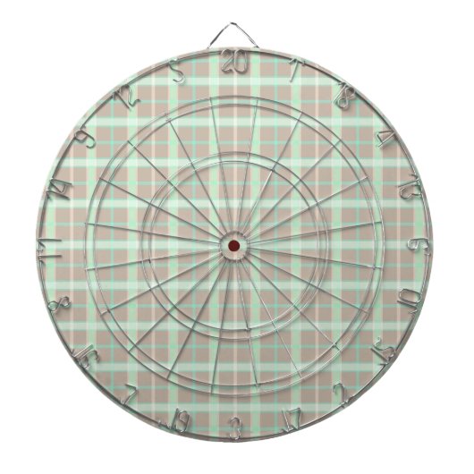 Taupe & Seaooam Plaid ダーツボード (正面)