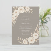 Taupe Serene Neutral Wedding 招待状 (スタンド正面)