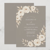 Taupe Serene Neutral Wedding 招待状 (正面/裏面)