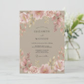 Taupe Soft Floral Wedding 招待状 (スタンド正面)