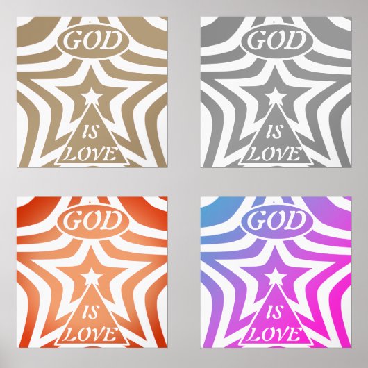 Taupe Star Poster Print - Neutral "God Is Love"  (正面)