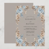 Taupe Stately Winter Wedding 招待状 (正面/裏面)