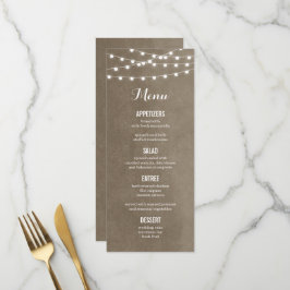 Taupe String Lightsの結婚メニューカード メニュー