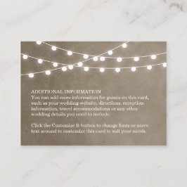 Taupe String Lightsの結婚挿入カード エンクロージャーカード