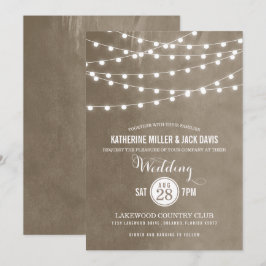 Taupe String Lights結婚式招待状 招待状
