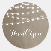 Taupe String Lights Thank You Sticker ラウンドシール (正面)