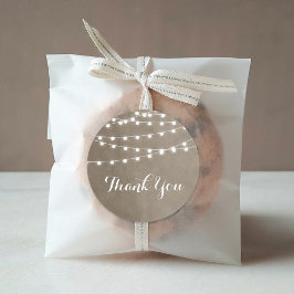 Taupe String Lights Thank You Sticker ラウンドシール