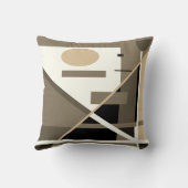 Taupe Tanブラックベージュジオメトリック抽象芸術アートモチーフ クッション (裏面)